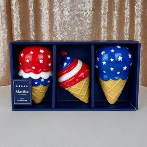 Martha Stewart Patriotic Ice Cream Cone Set – NIB 🎆 Red White Blue Stars 🍦